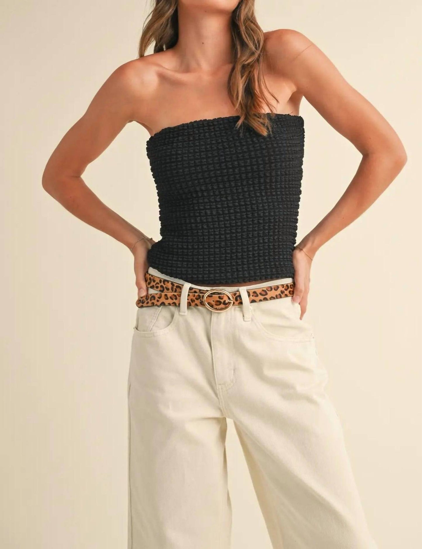 Miou Muse - Jordy Textured Strapless Top