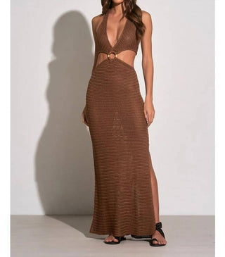 Elan - Crochet Maxi Halter Cut Out Dress