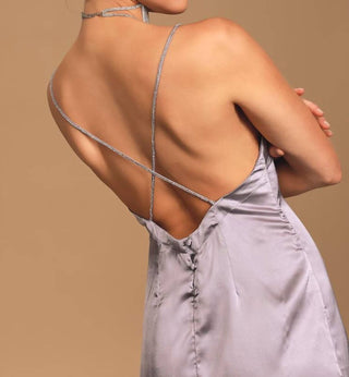 Free People - intimately Darling Mini Slip Dress Lavender Satin Rhinestone