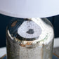 Silver Round Table Lamp with White Fabric Shade