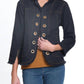 Multiples - Zip Cuff 3/4 Sleeve Fringe Denim Jacket