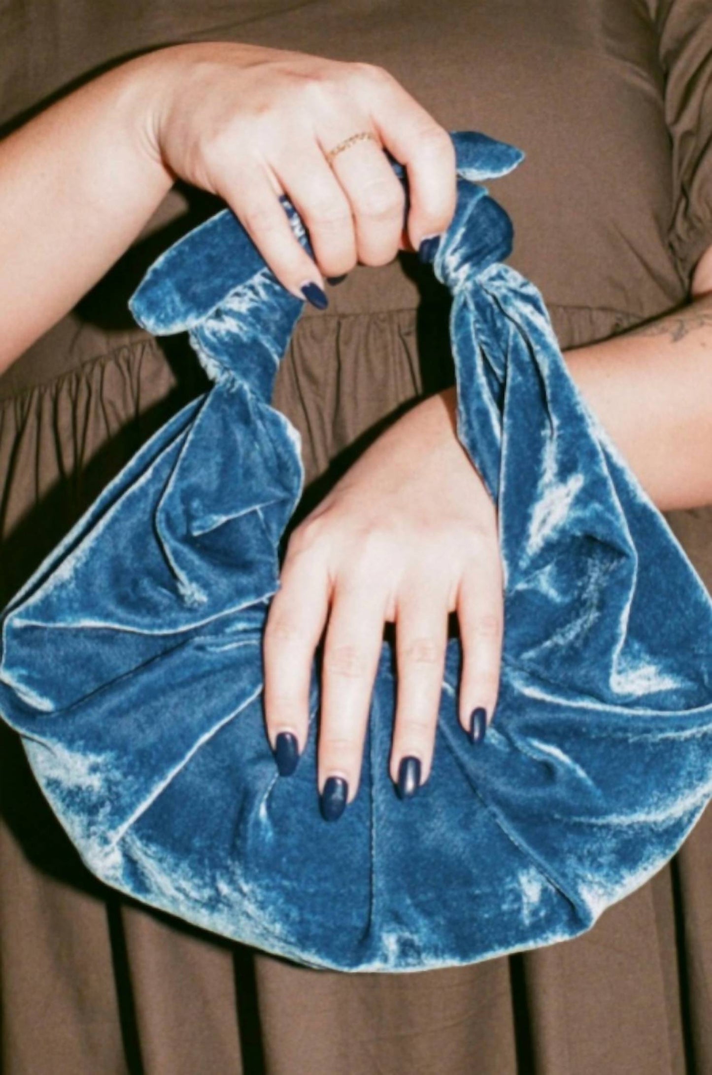 A Bronze Age - Women's Velvet Kiku Croissant Purse