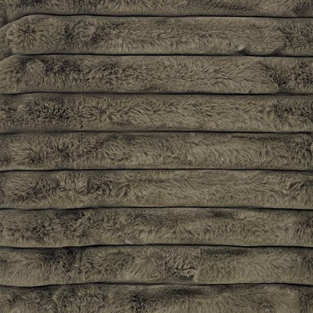 Olive Puffy Striped Faux Fur Throw