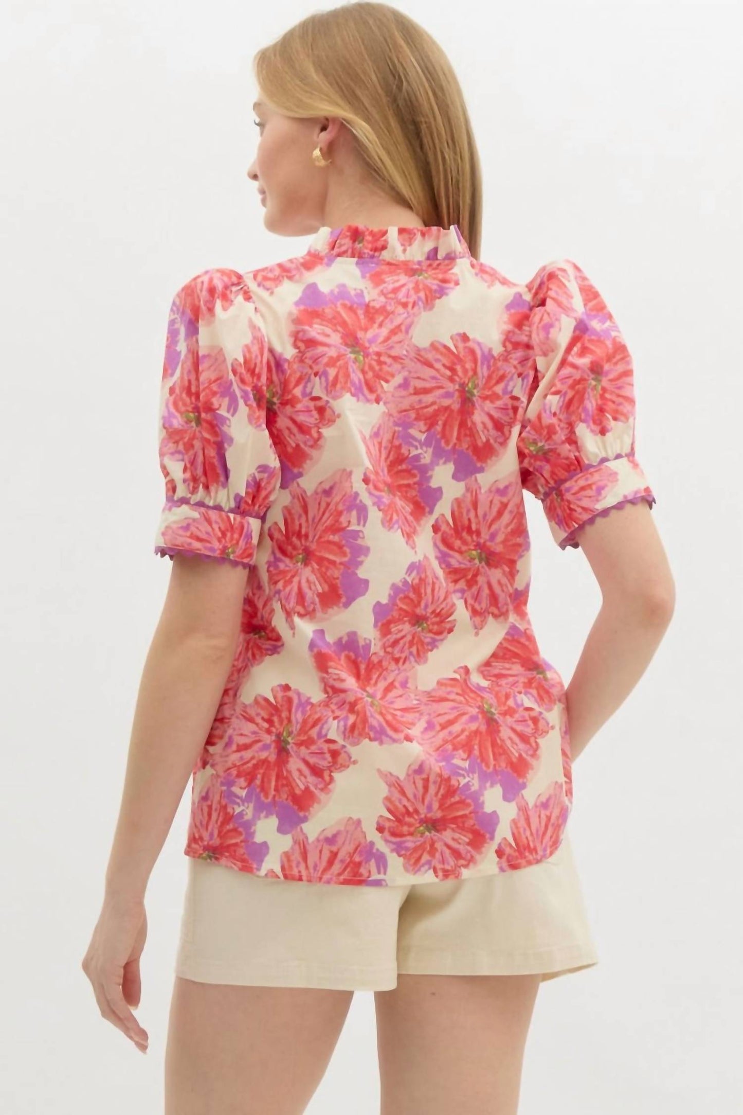 Entro - Floral Puff Sleeve Top