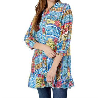 Johnny Was - MIDSUMMER SEDNEA SILK PRINTED TUNIC