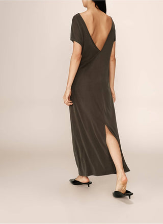 Grace & Mila - V-neck At The Back Peace Maxi Dress
