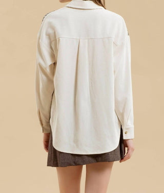 Blu Pepper - Colorblock Houndstooth Shacket