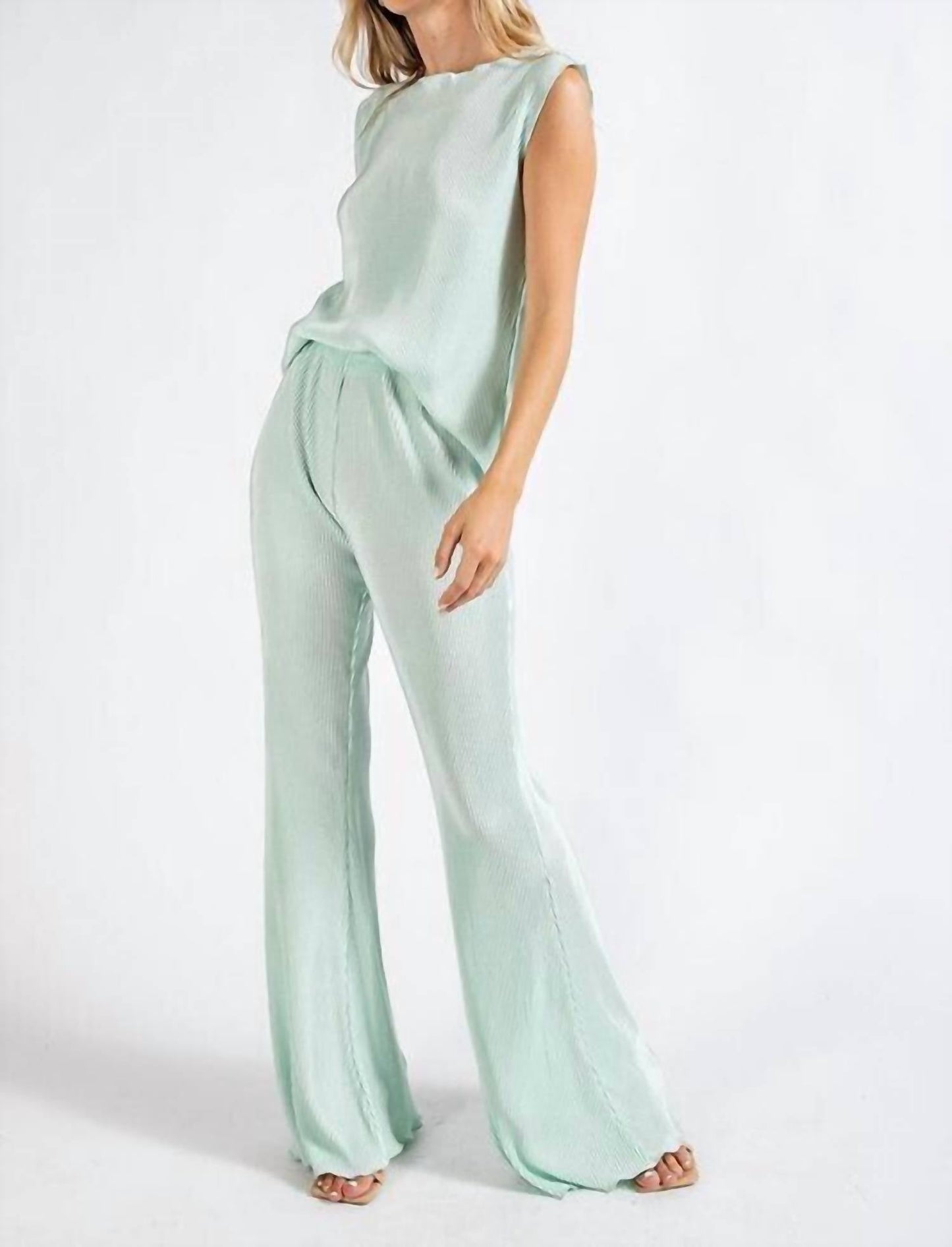 143 Story - Peyton Pleated Sleeveless High Neck Top