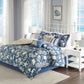 7 Piece Cotton Sateen Comforter Set Blue Cal King