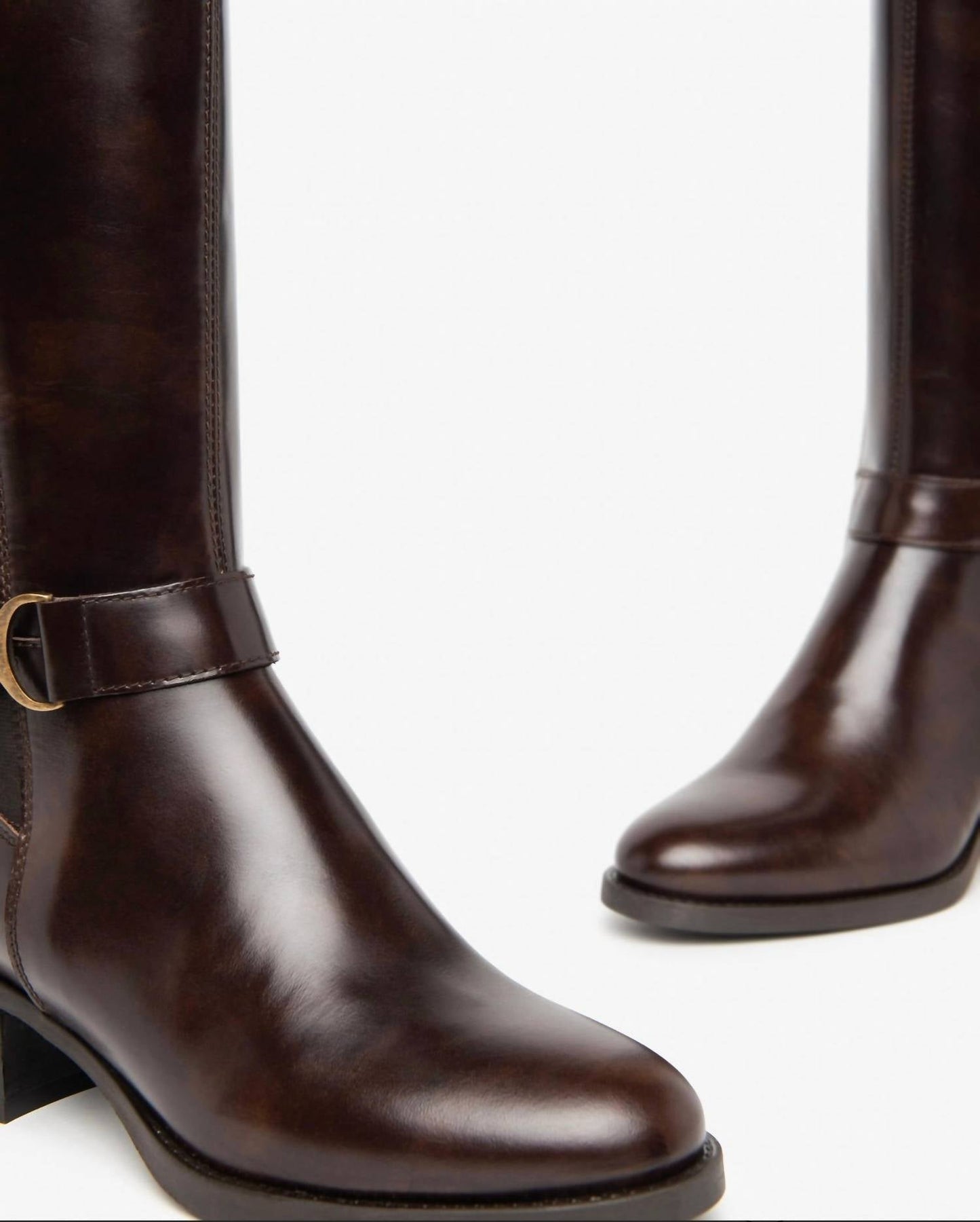 Nerogiardini - Women's Leather Stretch Buckle Knee Boots