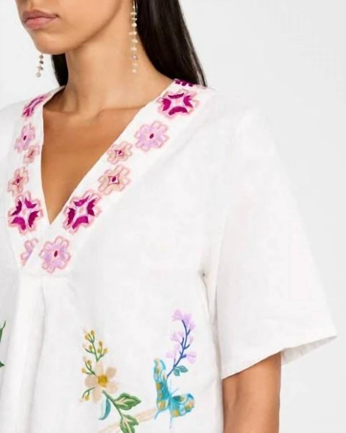 Johnny Was - LINEN V-NECK BLOUSE MAUREEN