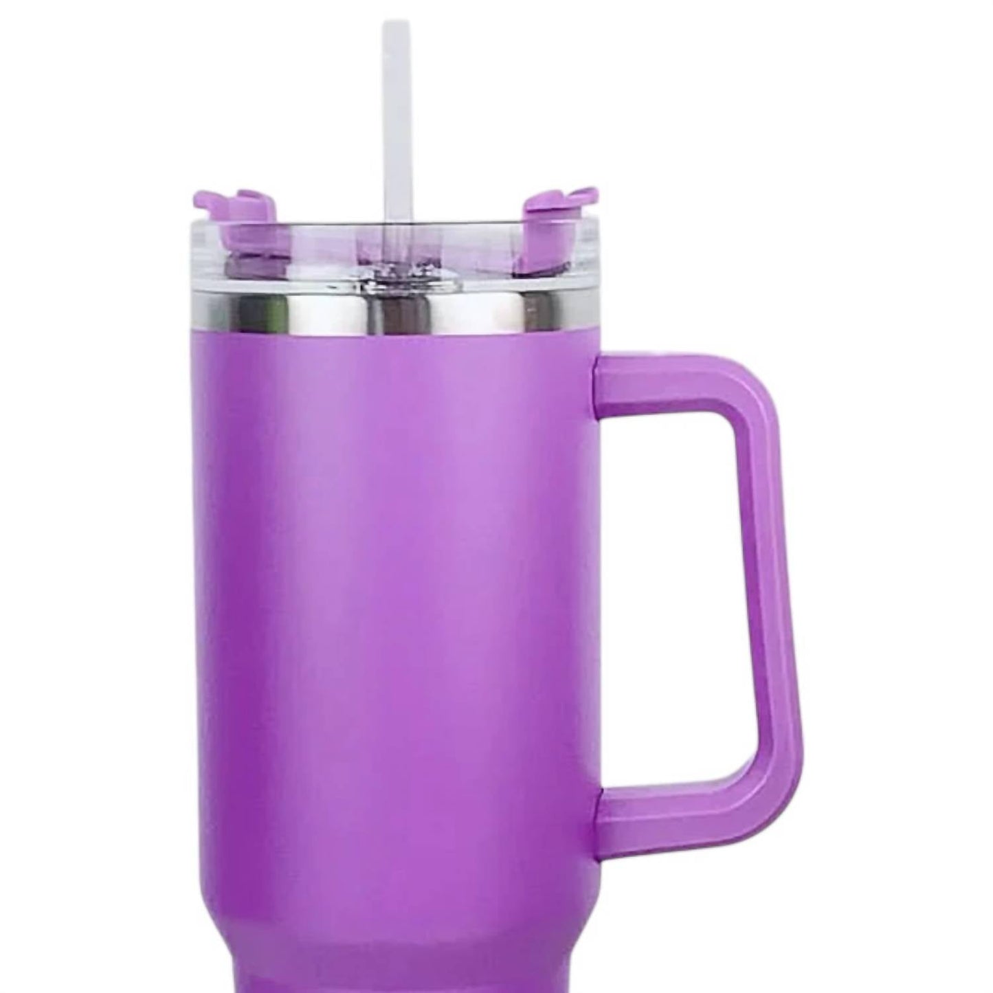 Trendsi - Stainless Steel Tumbler with Handle and Straw