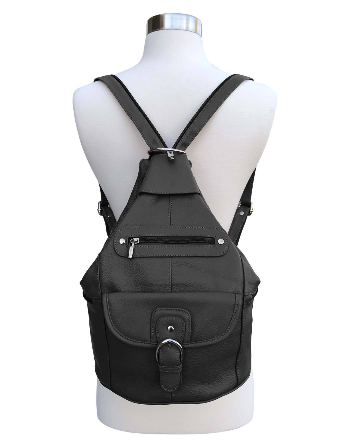 Roma Leathers - Women's Leather Backpack With Multi Compartments