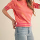 &Merci - Striped Pointelle Puff Sleeve Top