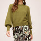 Fifteen Twenty - Lia Shirred Sleeve Crew Neck Sweater