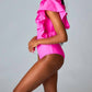 Buddylove - Ozzy One Shoulder Ruffle Sleeve One Piece Swimsuit
