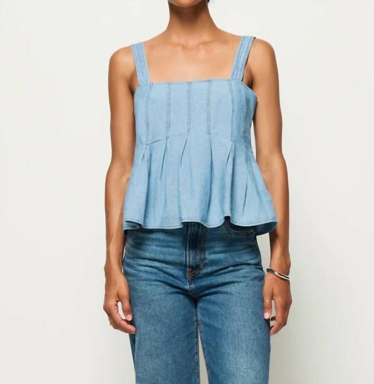 Nation Ltd - Dove Pleated Tank Top