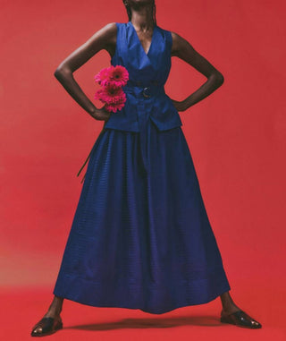 Derek Lam 10 Crosby - Annika Mixed Media Mini Grid Georgette Midi Dress