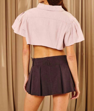 Bucketlist - Short Puff Sleeves Cropped Denim Jacket