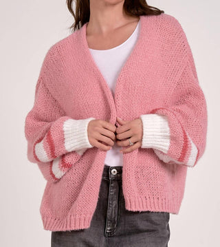 Elan - Varsity Open Front Sweater Cardigan