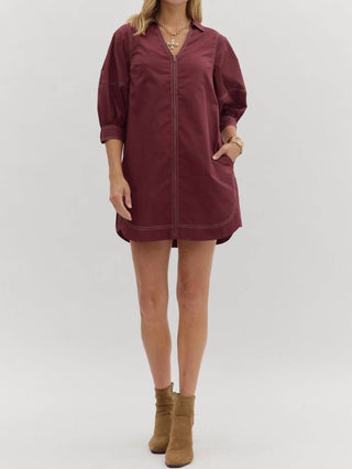Entro - Zip Lantern Sleeve Mini Dress