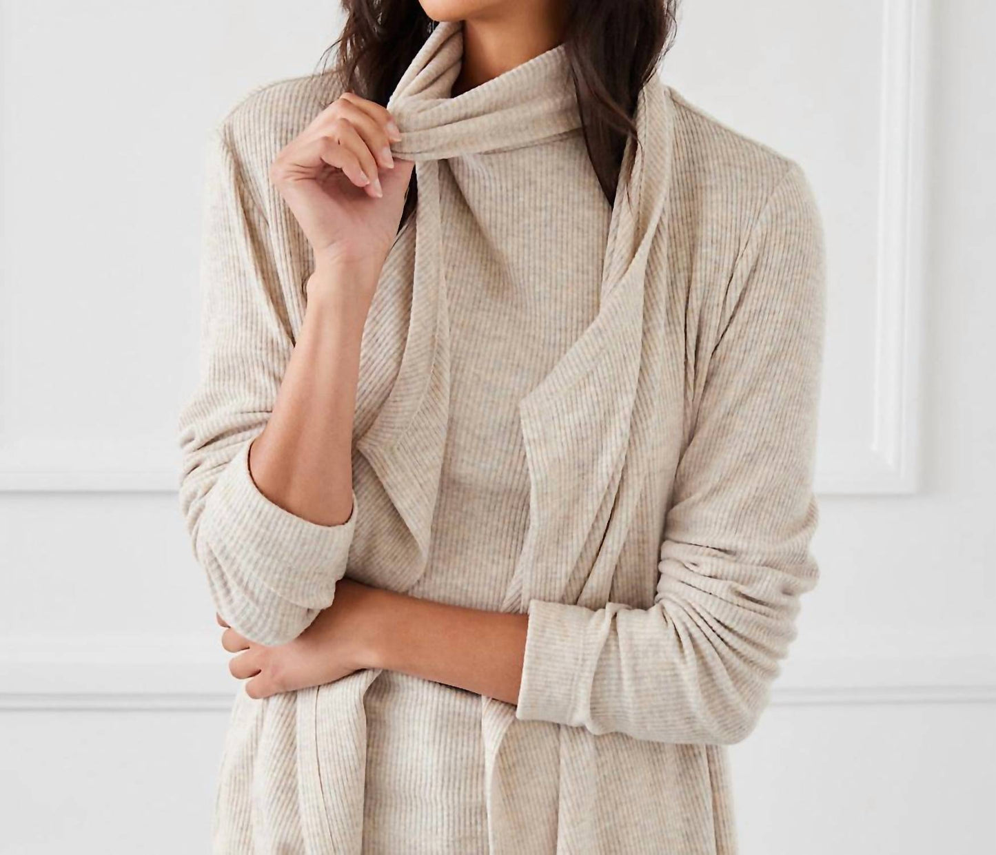 Karen Kane - Ribbed Drape Front Cardigan