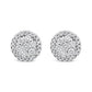 AGS Certified 14K White Gold 1.0 Cttw Brilliant-Cut Diamond Halo-Style Cluster Round Button Stud Earrings (G-H Color, I1-I2 Clarity)
