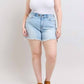 Judy Blue - Double Button Fray Hem Mid Rise Denim Shorts