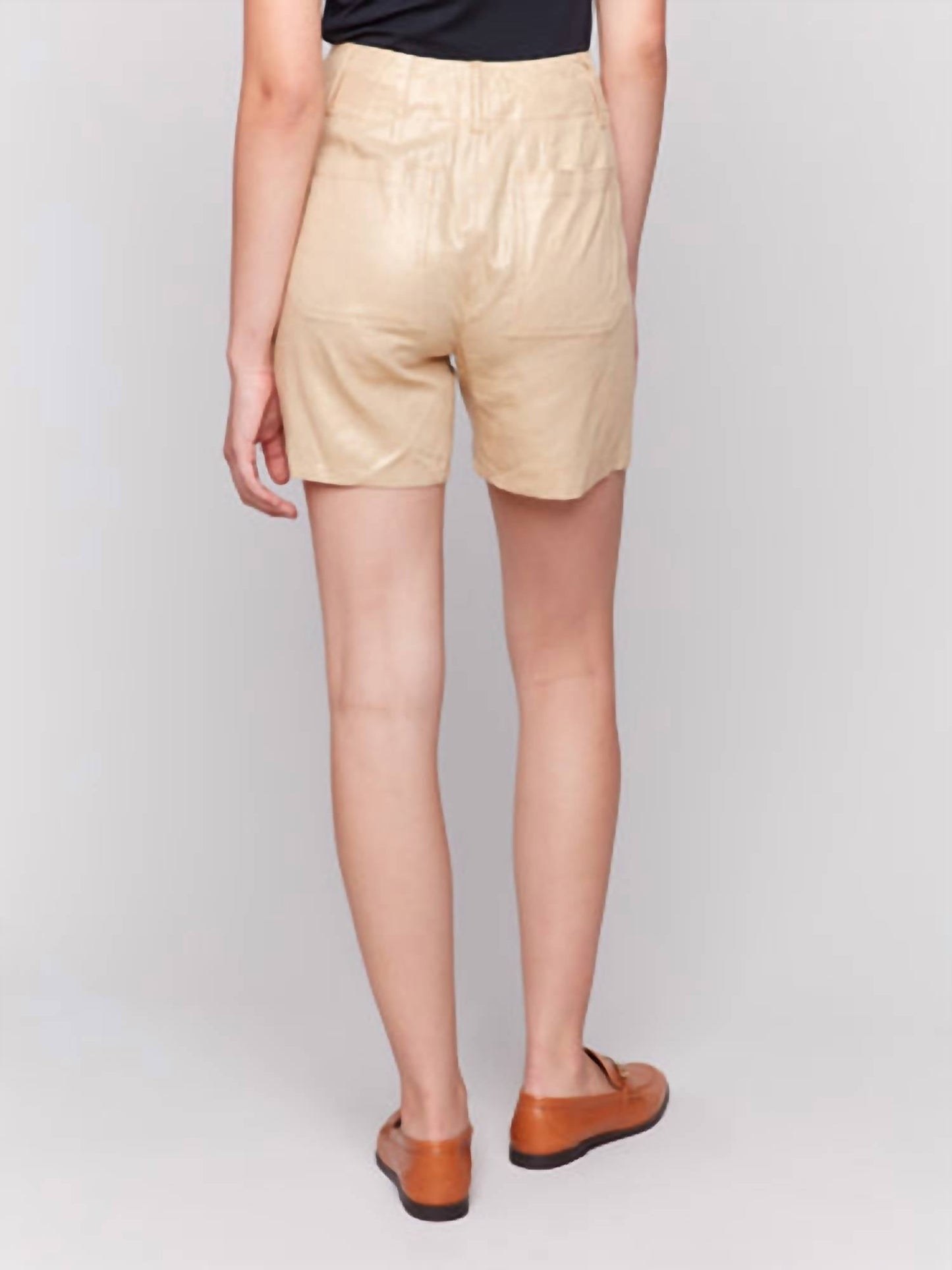 Charlie B - Foil Linen Shorts With Patch Pockets