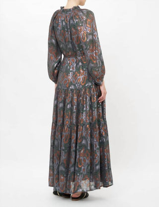 Oliphant - Cuff Sleeve Tie Waist Maxi Dress