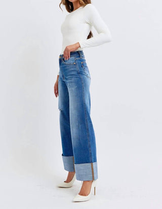 Judy Blue - Retro Wide Leg With Cuff Jeans