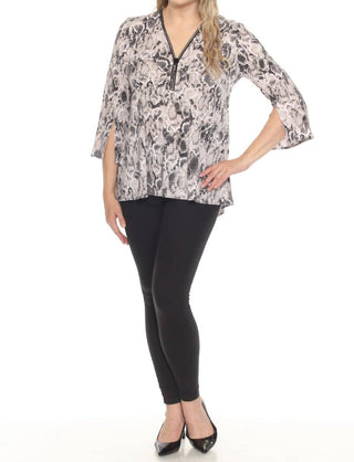 Joseph Ribkoff - Snakeskin Print Embellished Tunic Top