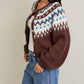 Le Lis - Raglan Sleeve Fairisle Sweater Cardigan