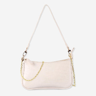 Riah Fashion - Croc-textured Faux Leather Convertible Bag