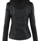 Women's Hooded Faux Leather Jacket with Detachable Hood