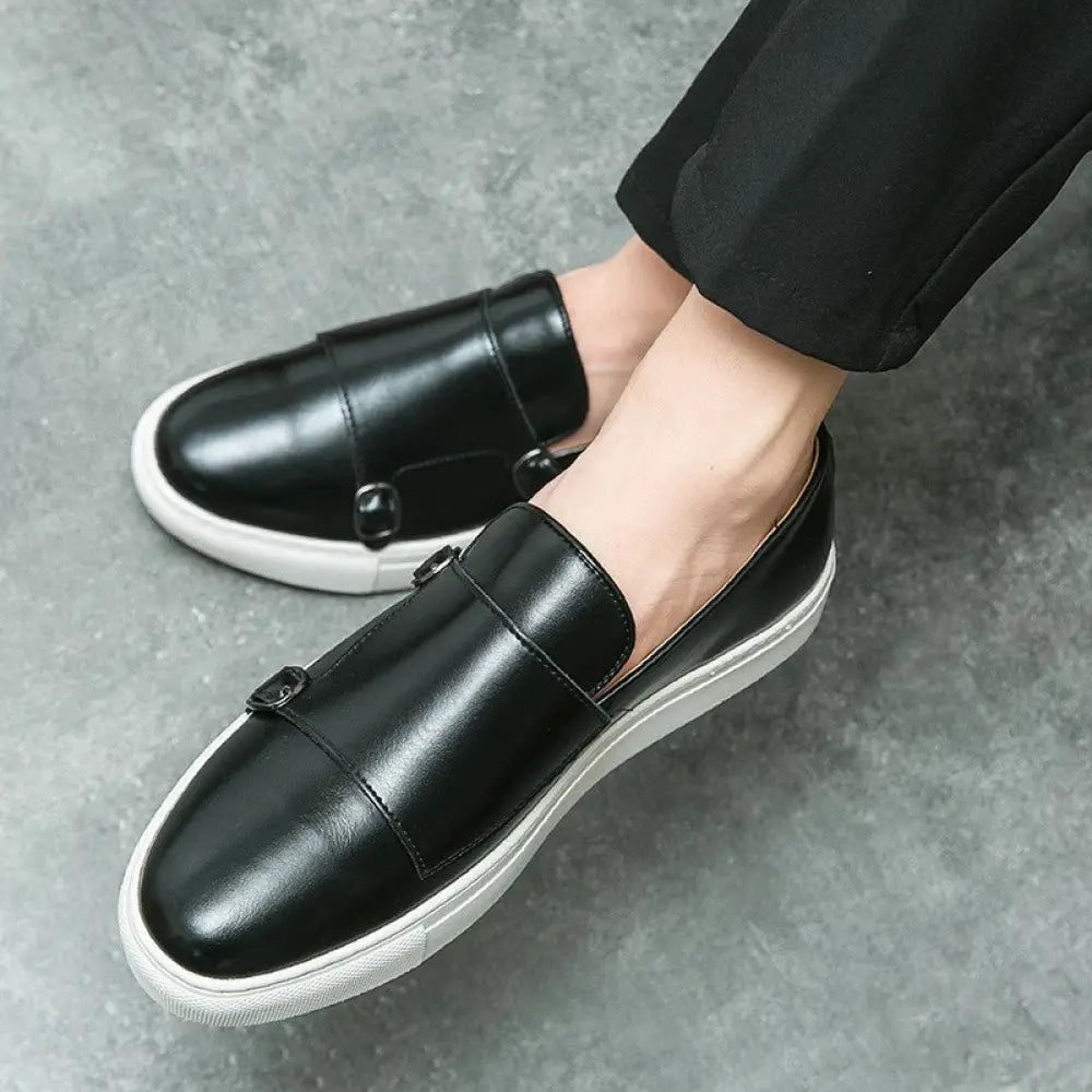 Men's Double Monk Strap Leather Fashion Loafers