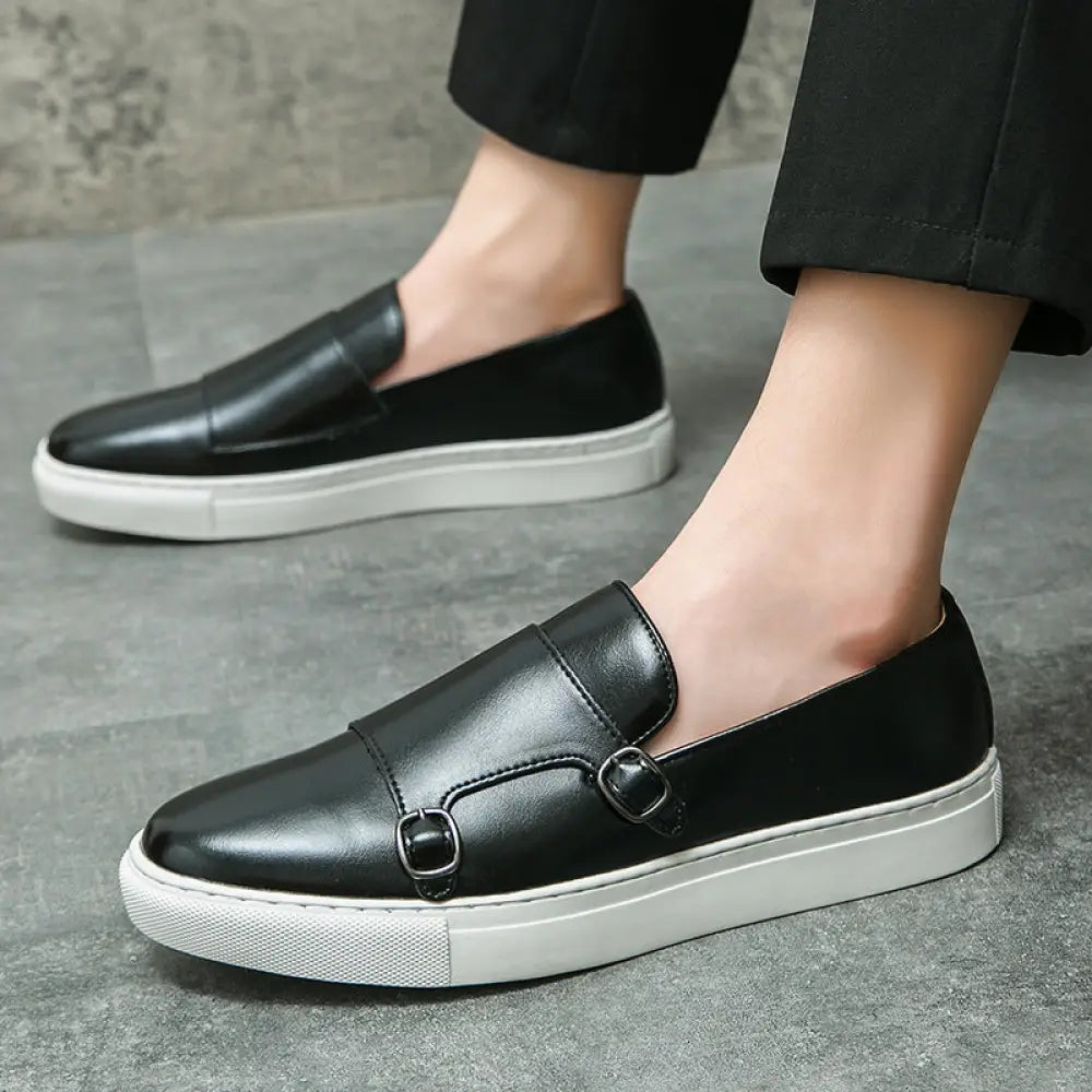 Men's Double Monk Strap Leather Fashion Loafers