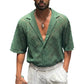 Men's Breathable Diamond Textured Hollow Lapel Shirt