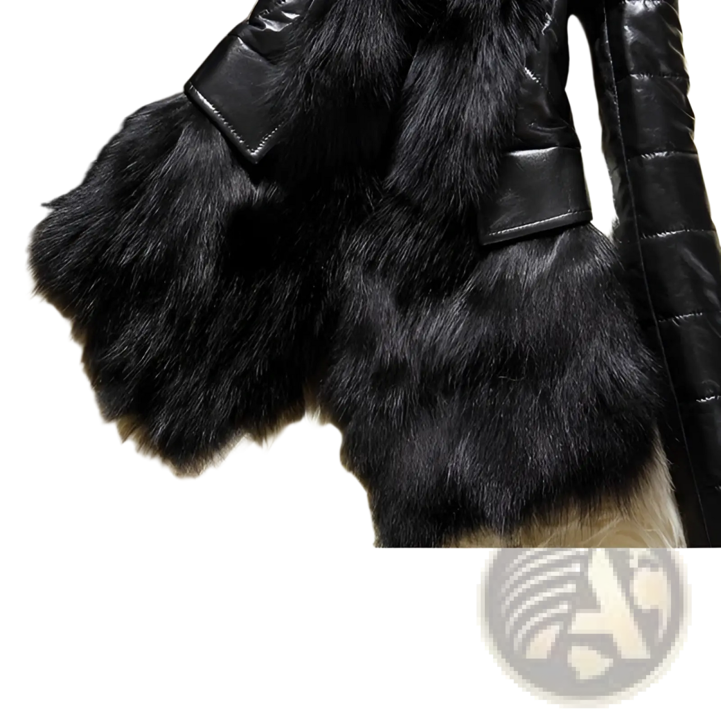 Faux Fur Collar Quilted Leather Jacket