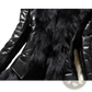 Faux Fur Collar Quilted Leather Jacket