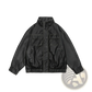 Faux Leather Biker Bomber Jacket with Utility Pockets