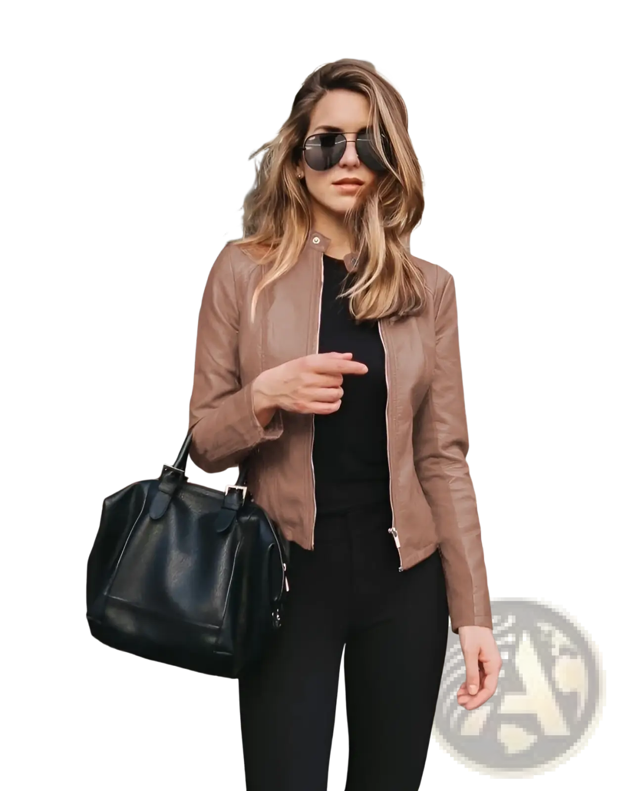 Faux Leather Bomber Jacket Fitted Zip Up Coat