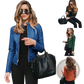 Faux Leather Bomber Jacket Fitted Zip Up Coat