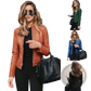 Faux Leather Bomber Jacket Fitted Zip Up Coat