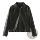Faux Leather Bomber Jacket Loose Fit Cropped Moto Coat