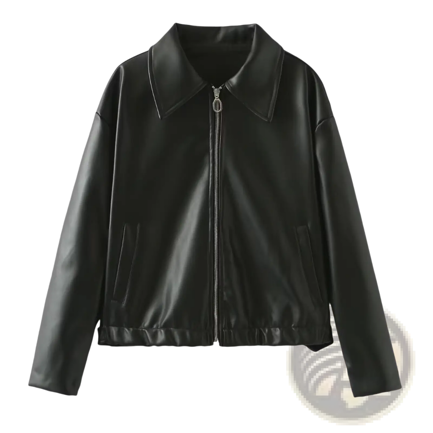Faux Leather Bomber Jacket Loose Fit Cropped Moto Coat