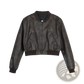 Faux Leather Bomber Jacket Retro Biker Style
