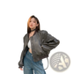 Faux Leather Bomber Jacket Retro Biker Style