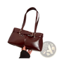 Faux Leather Buckle Shoulder Bag with Bow Charm