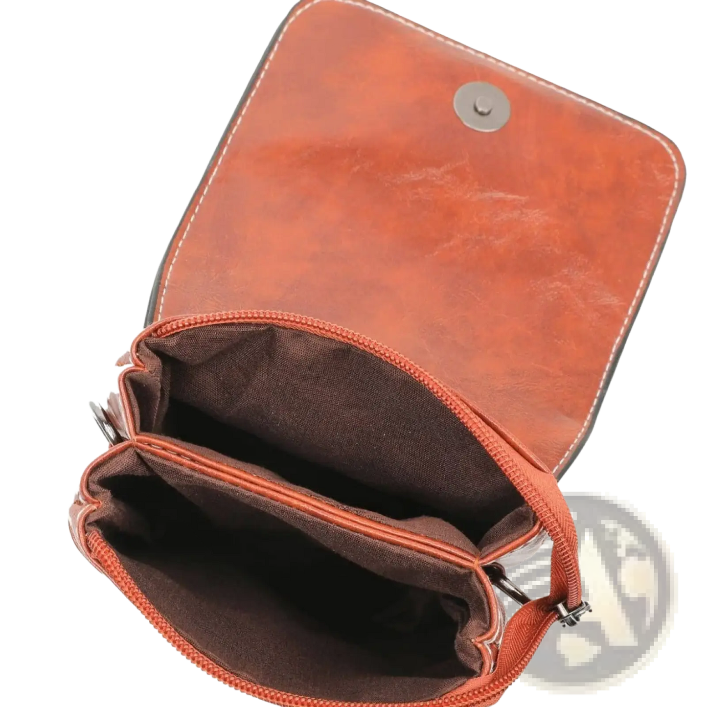 Faux Leather Floral and Sunburst Crossbody Phone Bag